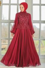 لباس بلند – لباس مجلسی زنانه نوا استایل Neva Style با کد TY-3322|00009_Bordo