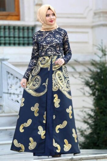 لباس بلند – لباس مجلسی زنانه نایلا کالکشن Nayla Collectıon با کد MGR-82456|00004_Lacivert