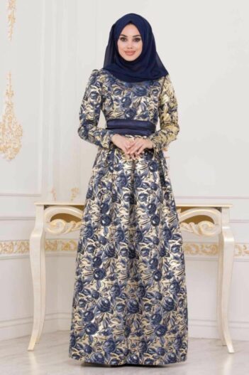 لباس بلند – لباس مجلسی زنانه نایلا کالکشن Nayla Collectıon با کد MGR-82453|00018_Sax Mavisi