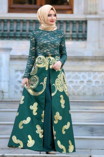 لباس بلند – لباس مجلسی زنانه نایلا کالکشن Nayla Collectıon با کد MGR-82456|00006_Yeşil