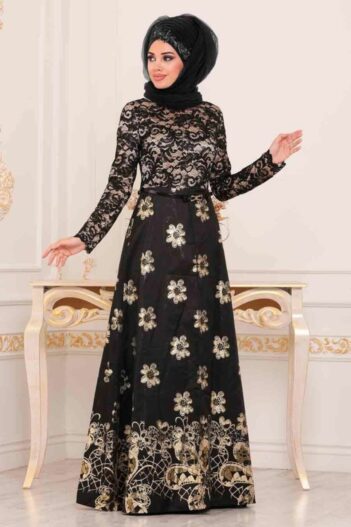 لباس بلند – لباس مجلسی زنانه نایلا کالکشن Nayla Collectıon با کد MGR-82457|00001_Siyah