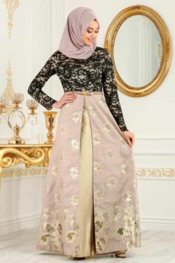 لباس بلند – لباس مجلسی زنانه نایلا کالکشن Nayla Collectıon با کد MGR-82457|00034_Ekru
