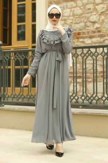 لباس بلند – لباس مجلسی زنانه نوا استایل Neva Style با کد ETC-3329|00068_Gri