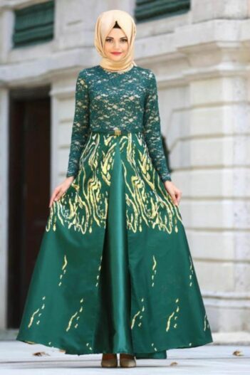 لباس بلند – لباس مجلسی زنانه نایلا کالکشن Nayla Collectıon با کد MGR-82442|00006_Yeşil
