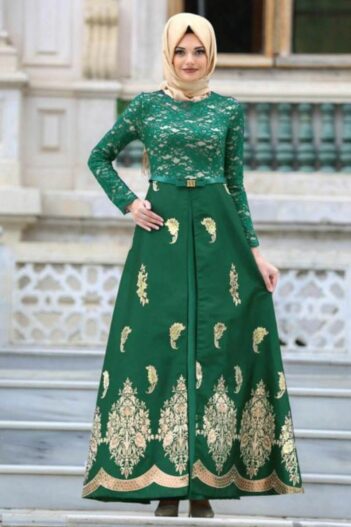 لباس بلند – لباس مجلسی زنانه نایلا کالکشن Nayla Collectıon با کد MGR-82450|00006_Yeşil